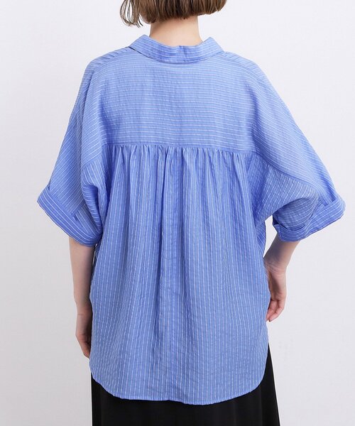 grove(グローブ)の「【洗濯機◎・体型カバー】ON/OFF使える、シアースキッパーシャツ(シャツ/ブラウス・レディース・オフホワイト/ブルー/ブラウン系その他/ブラック・02)」の13枚目の写真