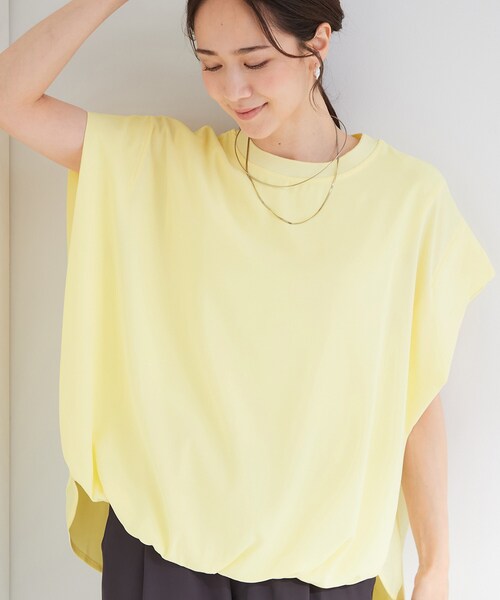 SHOO・LA・RUE(シューラルー)の「【洗濯機可/体型カバー】インせずこなれる ふんわり裾バルーントップス(Tシャツ/カットソー・レディース・ダークブラウン/サックスブルー/ブラック/ナチュラル/ライトイエロー系・00)」の5枚目の写真