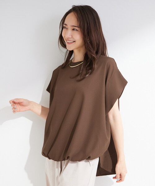 SHOO・LA・RUE(シューラルー)の「【洗濯機可/体型カバー】インせずこなれる ふんわり裾バルーントップス(Tシャツ/カットソー・レディース・ダークブラウン/サックスブルー/ブラック/ナチュラル/ライトイエロー系・00)」の18枚目の写真
