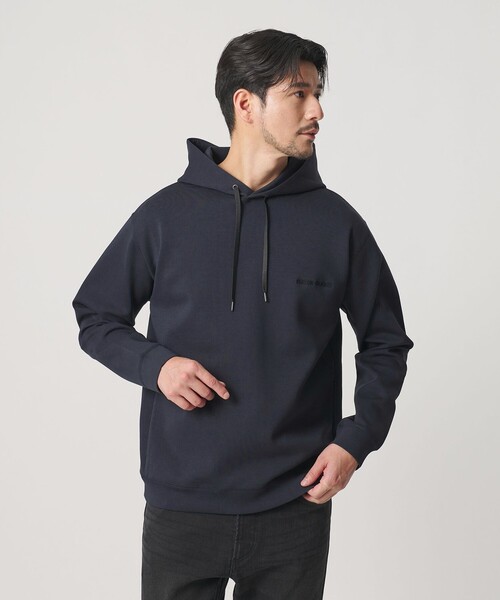 BEAUTY&YOUTH UNITED ARROWS(ビューティーアンドユースユナイテッドアローズ)の「【WEB限定 WARDROBE SMART】ダブルニット ロゴ スウェットフーディ/セットアップ対応 【抗菌・防臭】(パーカー・メンズ・グレー/その他1/ネイビー/ブラック/オリーブ・S/M/L/XL)」の4枚目の写真