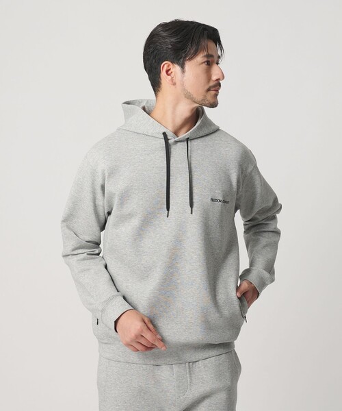 BEAUTY&YOUTH UNITED ARROWS(ビューティーアンドユースユナイテッドアローズ)の「【WEB限定 WARDROBE SMART】ダブルニット ロゴ スウェットフーディ/セットアップ対応 【抗菌・防臭】(パーカー・メンズ・グレー/その他1/ネイビー/ブラック/オリーブ・S/M/L/XL)」の2枚目の写真