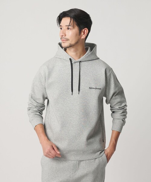 BEAUTY&YOUTH UNITED ARROWS(ビューティーアンドユースユナイテッドアローズ)の「【WEB限定 WARDROBE SMART】ダブルニット ロゴ スウェットフーディ/セットアップ対応 【抗菌・防臭】(パーカー・メンズ・グレー/その他1/ネイビー/ブラック/オリーブ・S/M/L/XL)」の12枚目の写真