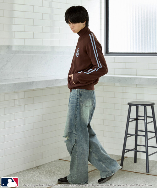 PUBLUX(パブリュクス)の「PUBLUX/パブリュクス MLB TRACK KNIT JACKET(ジャージ・メンズ・ネイビー/サックスブルー/ブラウン・MEDIUM/SMALL/LARGE)」の9枚目の写真