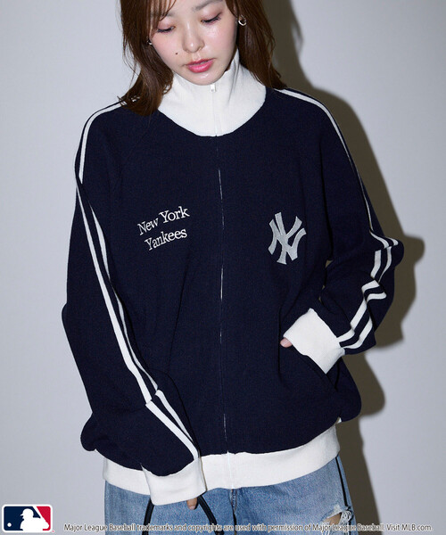 PUBLUX(パブリュクス)の「PUBLUX/パブリュクス MLB TRACK KNIT JACKET(ジャージ・メンズ・ネイビー/サックスブルー/ブラウン・MEDIUM/SMALL/LARGE)」の19枚目の写真