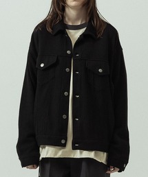 【SLICK/スリック】Quarter Gauge Rib Knit Trucker Jacket/クォーターゲージリブニット トラッカージャケット