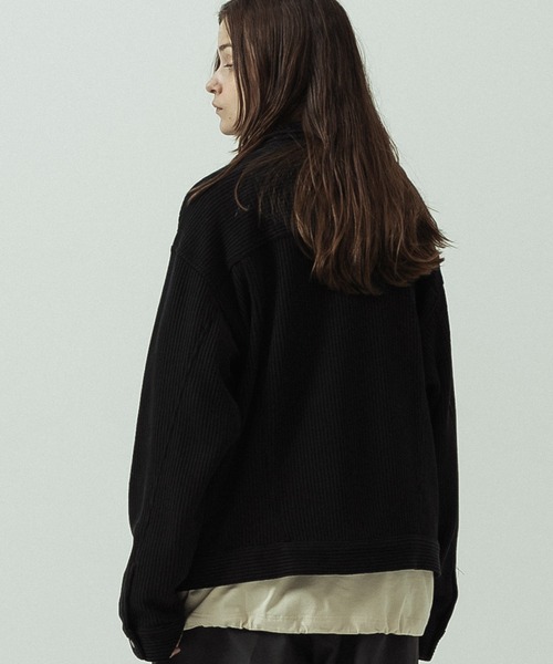 SLICK(スリック)の「【SLICK/スリック】Quarter Gauge Rib Knit Trucker Jacket/クォーターゲージリブニット トラッカージャケット(ブルゾン・メンズ・ブラウン/ブラック・1/3/2)」の5枚目の写真