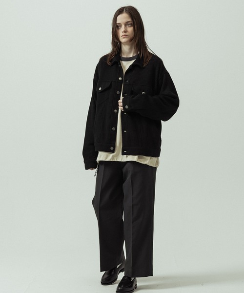 SLICK(スリック)の「【SLICK/スリック】Quarter Gauge Rib Knit Trucker Jacket/クォーターゲージリブニット トラッカージャケット(ブルゾン・メンズ・ブラウン/ブラック・1/3/2)」の10枚目の写真