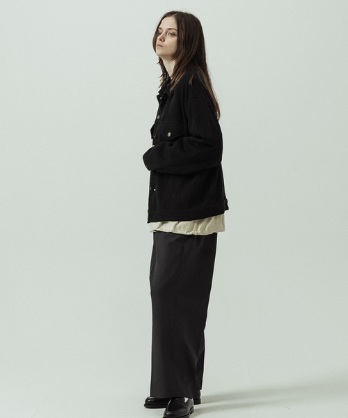 SLICK(スリック)の「【SLICK/スリック】Quarter Gauge Rib Knit Trucker Jacket/クォーターゲージリブニット トラッカージャケット(ブルゾン・メンズ・ブラウン/ブラック・1/3/2)」の11枚目の写真