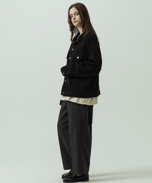 SLICK(スリック)の「【SLICK/スリック】Quarter Gauge Rib Knit Trucker Jacket/クォーターゲージリブニット トラッカージャケット(ブルゾン・メンズ・ブラウン/ブラック・1/3/2)」の12枚目の写真