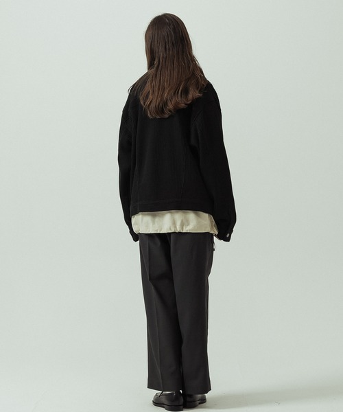 SLICK(スリック)の「【SLICK/スリック】Quarter Gauge Rib Knit Trucker Jacket/クォーターゲージリブニット トラッカージャケット(ブルゾン・メンズ・ブラウン/ブラック・1/3/2)」の13枚目の写真