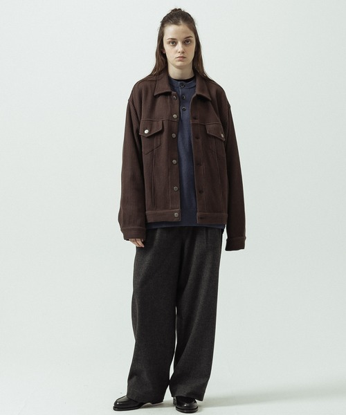 SLICK(スリック)の「【SLICK/スリック】Quarter Gauge Rib Knit Trucker Jacket/クォーターゲージリブニット トラッカージャケット(ブルゾン・メンズ・ブラウン/ブラック・1/3/2)」の14枚目の写真