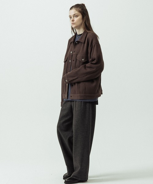 SLICK(スリック)の「【SLICK/スリック】Quarter Gauge Rib Knit Trucker Jacket/クォーターゲージリブニット トラッカージャケット(ブルゾン・メンズ・ブラウン/ブラック・1/3/2)」の15枚目の写真