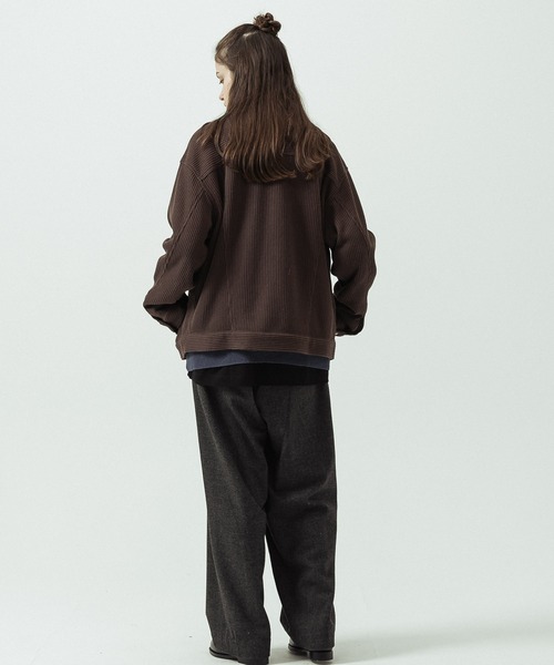 SLICK(スリック)の「【SLICK/スリック】Quarter Gauge Rib Knit Trucker Jacket/クォーターゲージリブニット トラッカージャケット(ブルゾン・メンズ・ブラウン/ブラック・1/3/2)」の17枚目の写真