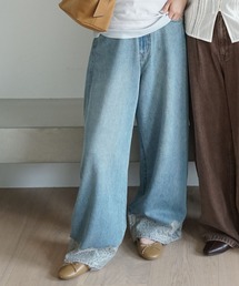 GLOBAL WORK | GOODデニムレースワイドパンツ/822009(デニムパンツ)