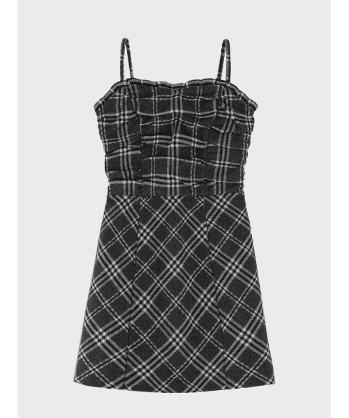 M me eme（エムミーエメ）の「Urban check cami onepiece(eme10862)（ワンピース・レディース・ブラウン/グレー・FREE）」の4枚目の写真