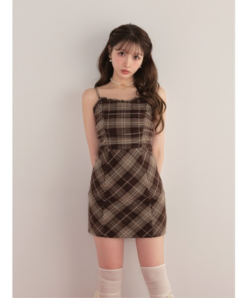 M me eme（エムミーエメ）の「Urban check cami onepiece(eme10862)（ワンピース・レディース・ブラウン/グレー・FREE）」の7枚目の写真