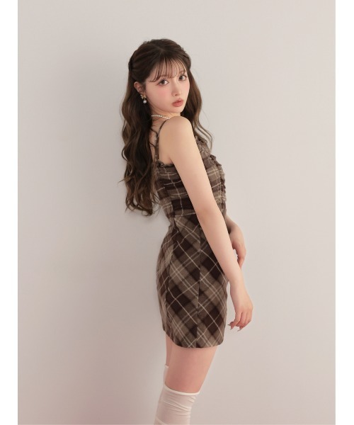 M me eme（エムミーエメ）の「Urban check cami onepiece(eme10862)（ワンピース・レディース・ブラウン/グレー・FREE）」の8枚目の写真