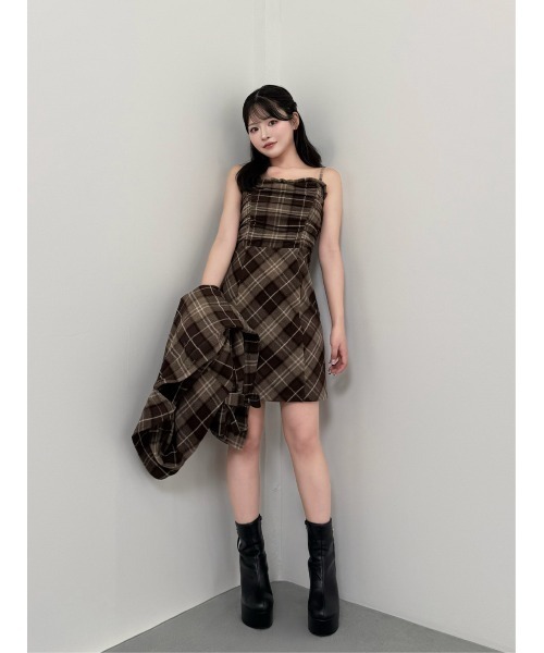 M me eme（エムミーエメ）の「Urban check cami onepiece(eme10862)（ワンピース・レディース・ブラウン/グレー・FREE）」の12枚目の写真