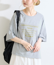 手洗い可 / ハーフスリーブオーガンジーロゴ刺繍TEE