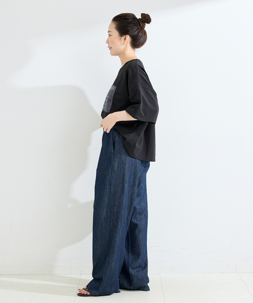 B.C STOCK(ベーセーストック)の「手洗い可 / ハーフスリーブオーガンジーロゴ刺繍TEE(Tシャツ/カットソー・レディース・ブラウン/ブラック/ライトグレー・FREE)」の5枚目の写真