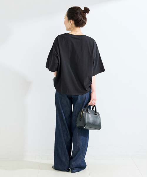 B.C STOCK(ベーセーストック)の「手洗い可 / ハーフスリーブオーガンジーロゴ刺繍TEE(Tシャツ/カットソー・レディース・ブラウン/ブラック/ライトグレー・FREE)」の6枚目の写真