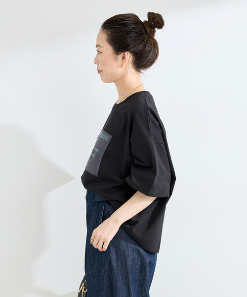 B.C STOCK(ベーセーストック)の「手洗い可 / ハーフスリーブオーガンジーロゴ刺繍TEE(Tシャツ/カットソー・レディース・ブラウン/ブラック/ライトグレー・FREE)」の8枚目の写真