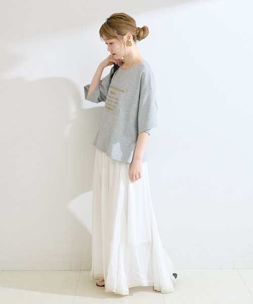 B.C STOCK(ベーセーストック)の「手洗い可 / ハーフスリーブオーガンジーロゴ刺繍TEE(Tシャツ/カットソー・レディース・ブラウン/ブラック/ライトグレー・FREE)」の11枚目の写真