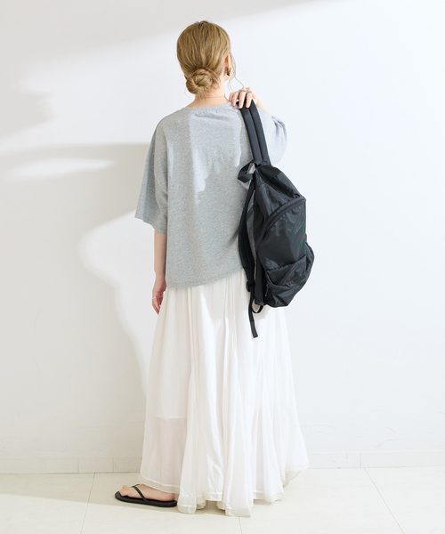 B.C STOCK(ベーセーストック)の「手洗い可 / ハーフスリーブオーガンジーロゴ刺繍TEE(Tシャツ/カットソー・レディース・ブラウン/ブラック/ライトグレー・FREE)」の12枚目の写真