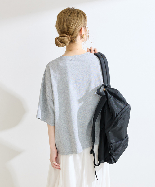 B.C STOCK(ベーセーストック)の「手洗い可 / ハーフスリーブオーガンジーロゴ刺繍TEE(Tシャツ/カットソー・レディース・ブラウン/ブラック/ライトグレー・FREE)」の15枚目の写真