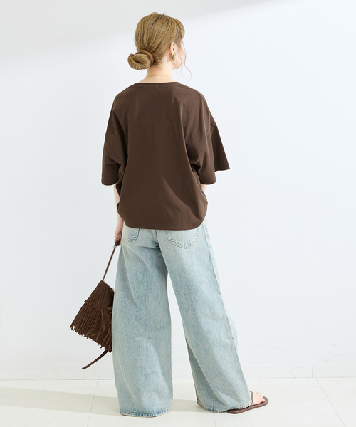 B.C STOCK(ベーセーストック)の「手洗い可 / ハーフスリーブオーガンジーロゴ刺繍TEE(Tシャツ/カットソー・レディース・ブラウン/ブラック/ライトグレー・FREE)」の18枚目の写真