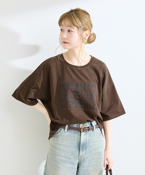 B.C STOCK(ベーセーストック)の「手洗い可 / ハーフスリーブオーガンジーロゴ刺繍TEE(Tシャツ/カットソー・レディース・ブラウン/ブラック/ライトグレー・FREE)」の19枚目の写真