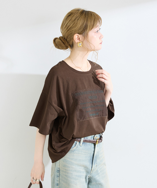 B.C STOCK(ベーセーストック)の「手洗い可 / ハーフスリーブオーガンジーロゴ刺繍TEE(Tシャツ/カットソー・レディース・ブラウン/ブラック/ライトグレー・FREE)」の20枚目の写真