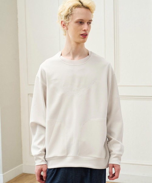 CALL&RESPONSE(コールアンドレスポンス)の「mlt5767- ステッチアートPO クジラ ダンボールニット(263-1321-03)(Tシャツ/カットソー・メンズ・ベージュ/ブラック・4/5/2)」の11枚目の写真