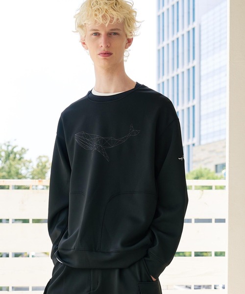 CALL&RESPONSE(コールアンドレスポンス)の「mlt5767- ステッチアートPO クジラ ダンボールニット(263-1321-03)(Tシャツ/カットソー・メンズ・ベージュ/ブラック・4/5/2)」の13枚目の写真