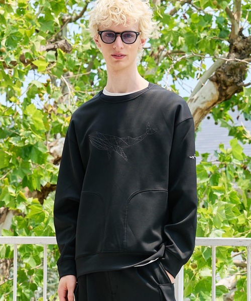 CALL&RESPONSE(コールアンドレスポンス)の「mlt5767- ステッチアートPO クジラ ダンボールニット(263-1321-03)(Tシャツ/カットソー・メンズ・ベージュ/ブラック・4/5/2)」の14枚目の写真
