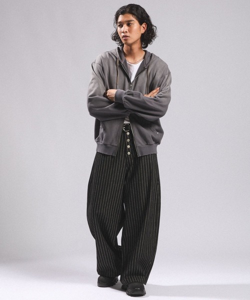 RAGEBLUE(レイジブルー)の「10OZ DENIM STRIPED CURVED PANTS/10ozデニム/ストライプ柄カーブパンツ(デニムパンツ・メンズ・ブラック・MEDIUM/LARGE)」の8枚目の写真