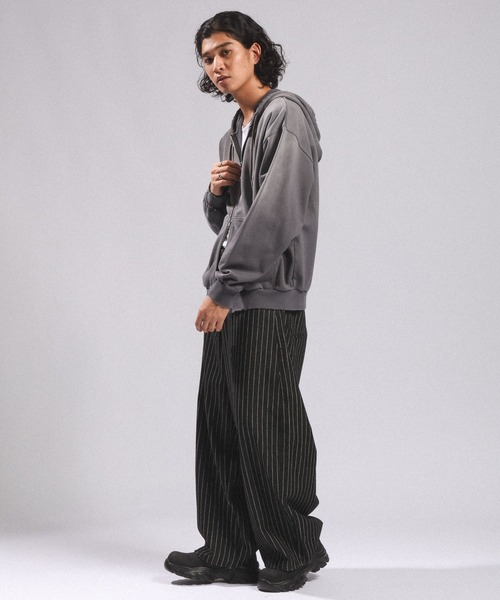 RAGEBLUE(レイジブルー)の「10OZ DENIM STRIPED CURVED PANTS/10ozデニム/ストライプ柄カーブパンツ(デニムパンツ・メンズ・ブラック・MEDIUM/LARGE)」の9枚目の写真