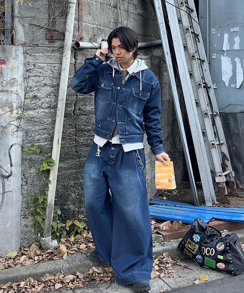 MandO(エムオー)(エムオー)の「【ユニセックス】ウォッシュペイントデニムジャケット/セットアップ可(デニムジャケット・メンズ・インディゴブルー/ブラック・MEDIUM/LARGE)」の18枚目の写真