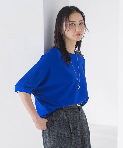 LAUTREAMONT(ロートレアモン)の「【skinea】≪着るスキンケア≫ドルマンスリーブ五分袖ニット(ニット/セーター・レディース・キャメル/ブラック/ブルー/オレンジ・9号)」の10枚目の写真