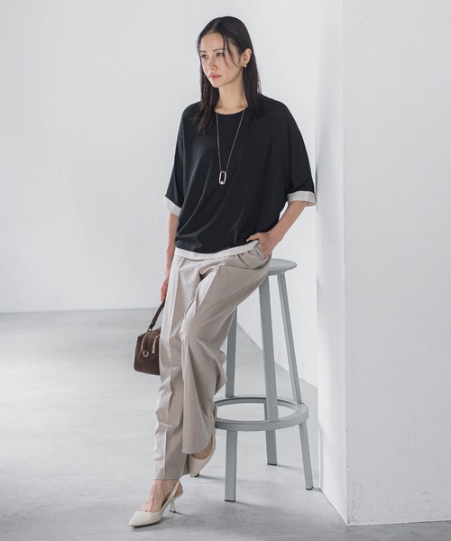 LAUTREAMONT(ロートレアモン)の「【skinea】≪着るスキンケア≫ドルマンスリーブ五分袖ニット(ニット/セーター・レディース・キャメル/ブラック/ブルー/オレンジ・9号)」の7枚目の写真