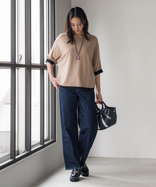 LAUTREAMONT(ロートレアモン)の「【skinea】≪着るスキンケア≫ドルマンスリーブ五分袖ニット(ニット/セーター・レディース・キャメル/ブラック/ブルー/オレンジ・9号)」の18枚目の写真