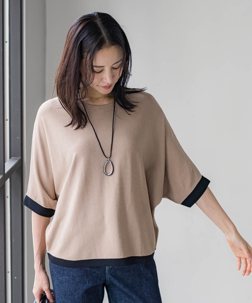 LAUTREAMONT(ロートレアモン)の「【skinea】≪着るスキンケア≫ドルマンスリーブ五分袖ニット(ニット/セーター・レディース・キャメル/ブラック/ブルー/オレンジ・9号)」の15枚目の写真