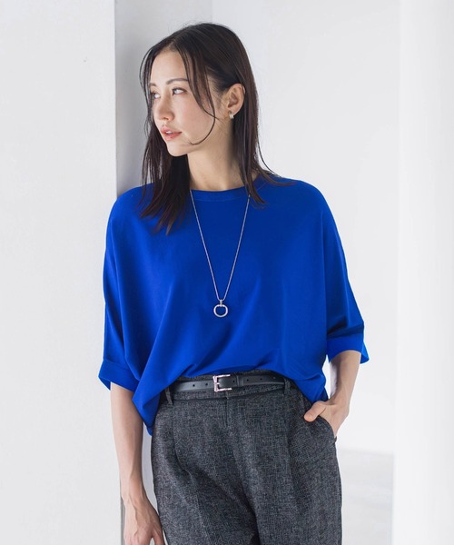 LAUTREAMONT(ロートレアモン)の「【skinea】≪着るスキンケア≫ドルマンスリーブ五分袖ニット(ニット/セーター・レディース・キャメル/ブラック/ブルー/オレンジ・9号)」の13枚目の写真