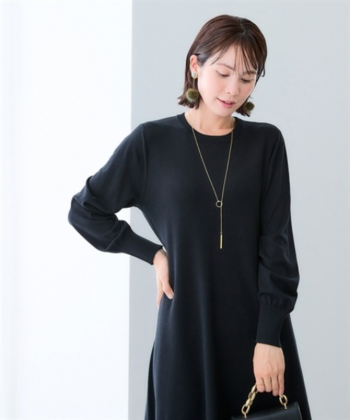 7days Life Styling（セブンデイズライフスタイリング）の「【選べる２タイプ】【静電防止/UVカット】毛玉になりにくい　フレアニットワンピース（ワンピース・レディース・グレー/ブラック/ホワイト×グレー/ホワイト×ブラック・L/LL/S/M）」の7枚目の写真
