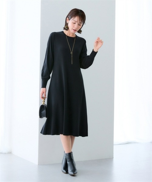 7days Life Styling（セブンデイズライフスタイリング）の「【選べる２タイプ】【静電防止/UVカット】毛玉になりにくい　フレアニットワンピース（ワンピース・レディース・グレー/ブラック/ホワイト×グレー/ホワイト×ブラック・L/LL/S/M）」の8枚目の写真