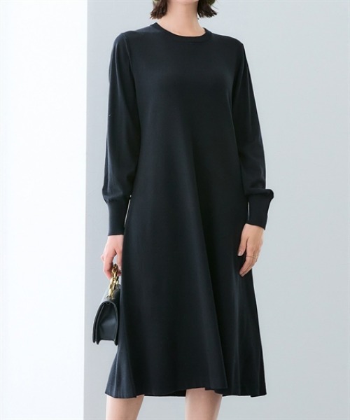 7days Life Styling（セブンデイズライフスタイリング）の「【選べる２タイプ】【静電防止/UVカット】毛玉になりにくい　フレアニットワンピース（ワンピース・レディース・グレー/ブラック/ホワイト×グレー/ホワイト×ブラック・L/LL/S/M）」の12枚目の写真