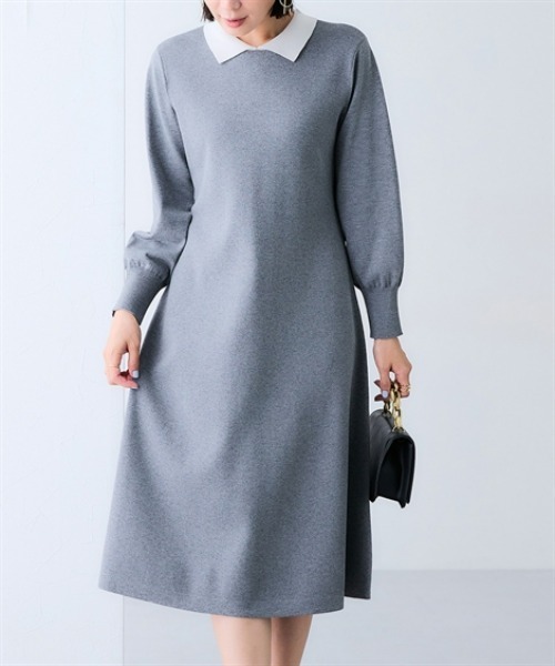 7days Life Styling（セブンデイズライフスタイリング）の「【選べる２タイプ】【静電防止/UVカット】毛玉になりにくい　フレアニットワンピース（ワンピース・レディース・グレー/ブラック/ホワイト×グレー/ホワイト×ブラック・L/LL/S/M）」の15枚目の写真