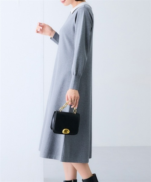 7days Life Styling（セブンデイズライフスタイリング）の「【選べる２タイプ】【静電防止/UVカット】毛玉になりにくい　フレアニットワンピース（ワンピース・レディース・グレー/ブラック/ホワイト×グレー/ホワイト×ブラック・L/LL/S/M）」の16枚目の写真
