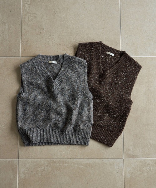anuke（アンヌーク）の「Nep Knit Vest（ベスト・レディース・ブラウン/グレー・FREE）」の8枚目の写真