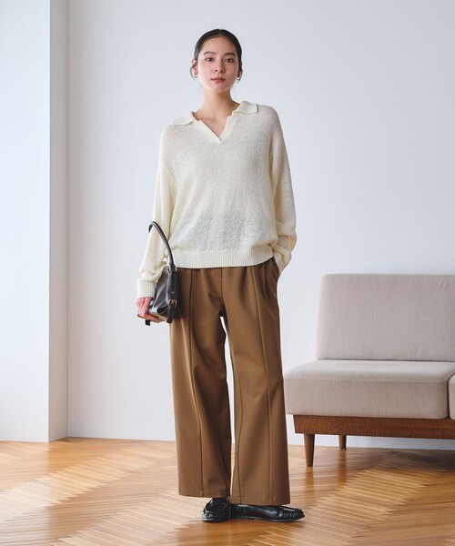 BEAUTY&YOUTH UNITED ARROWS(ビューティーアンドユースユナイテッドアローズ)の「【WEB限定 Wardrobe DAILY MINIMAL】ジャージー タックカーブパンツ ウォッシャブル(その他パンツ・レディース・ブラック/オフホワイト/モカ・M/L/S)」の17枚目の写真